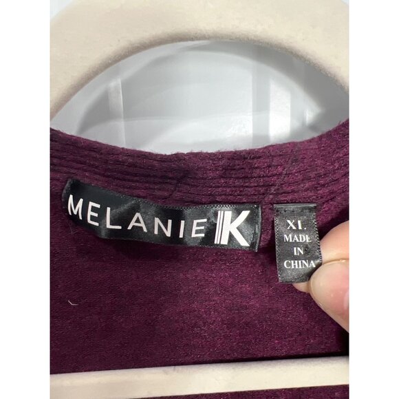 Melanie K Open Front Sleeveless Cardigan Vest Womens XL Burgundy Cozy Knit Warm - Picture 3 of 6